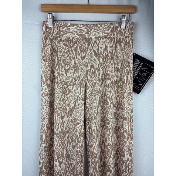 Iman S Short Womens Beige & Gold Patterned Pants - Picture 1 of 5